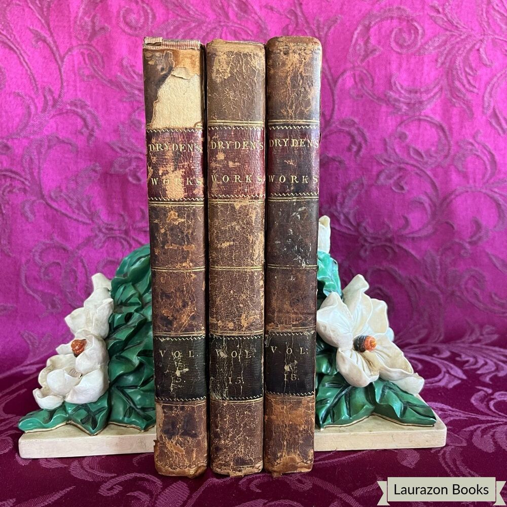 1808 The Works of John Dryden, Vols V, XV & XVIII, Walter Scott Notes, Lot of 3